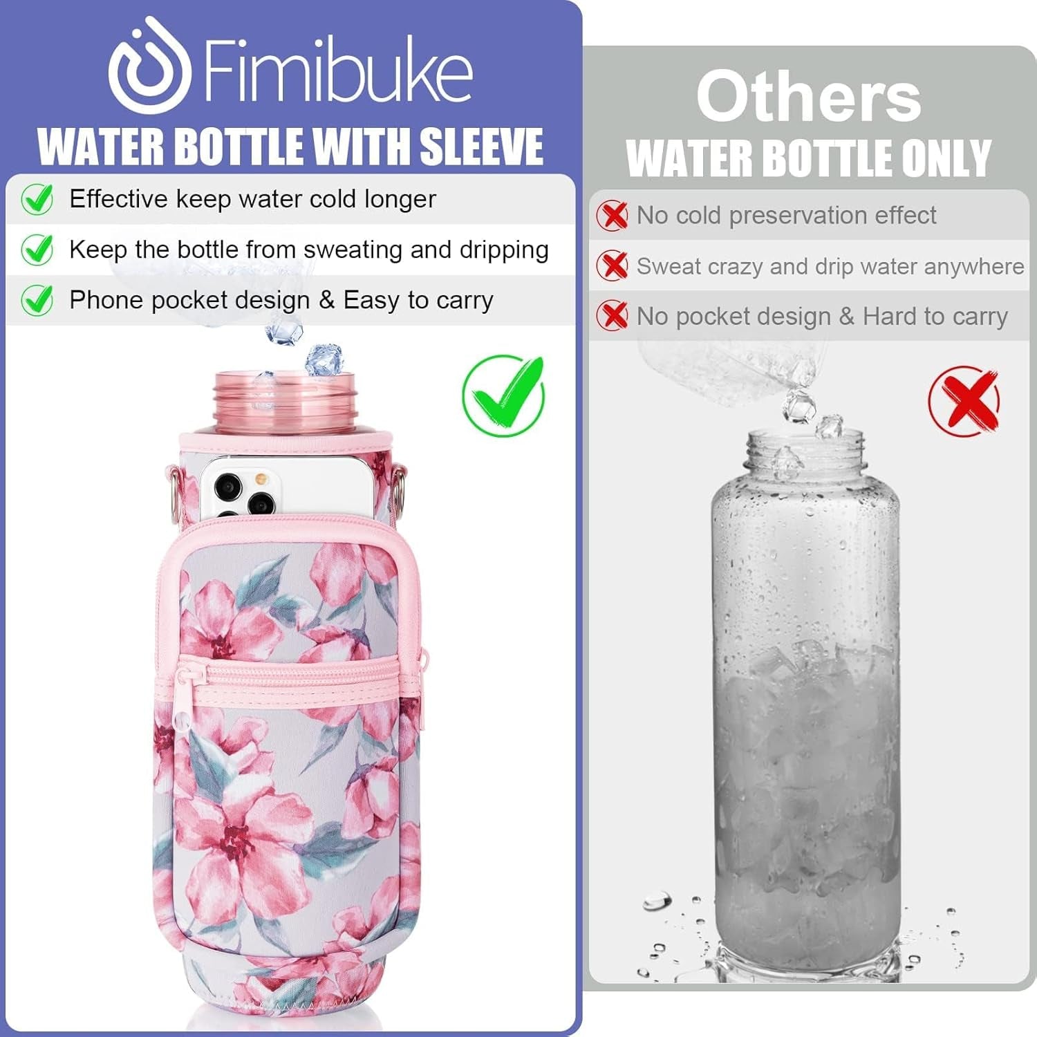 32 Oz Water Bottle with Sleeve - BPA Free Leakproof Sport Large 1L Plastic Motivational Water Bottle with Straw Strap & Insulated Neoprene Holder Carrier Bag Great Xmas Gift for Women Men